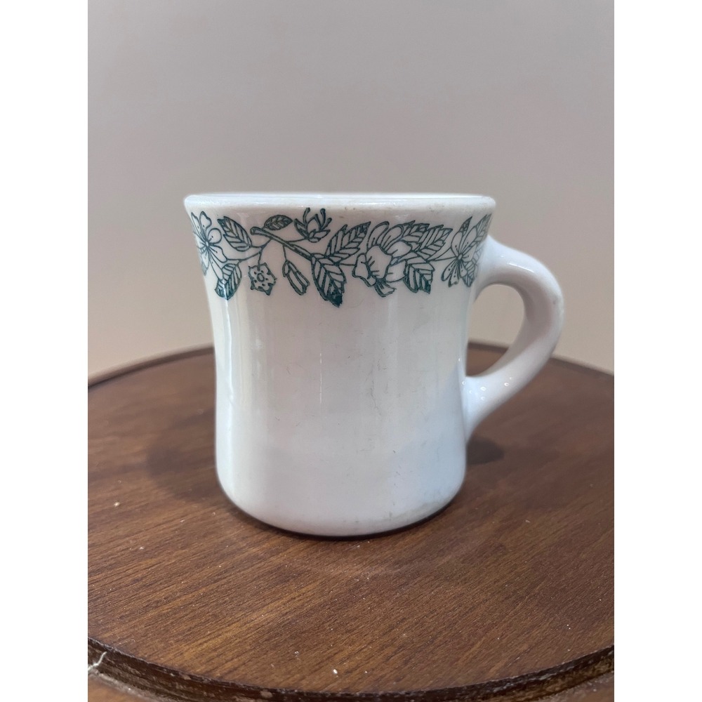 Vtg Shenango China Lawrence Thriftware Green Floral Restaurant Ware Coffee‎ Mug